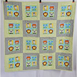 Handmade Baby Jungle Safari Quilt 43x43 Crib Toddler Nursery Patchwork Blanket
